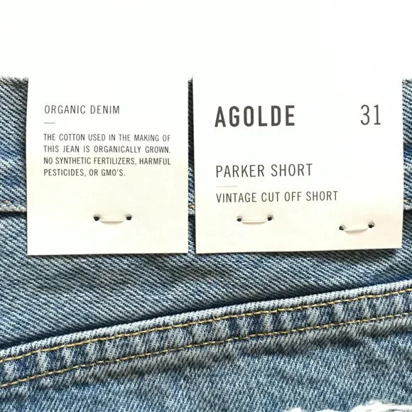 NWT AGOLDE Parker Vintage Cut Off Jean Denim Shorts Womens 31 Blue Organic NEW